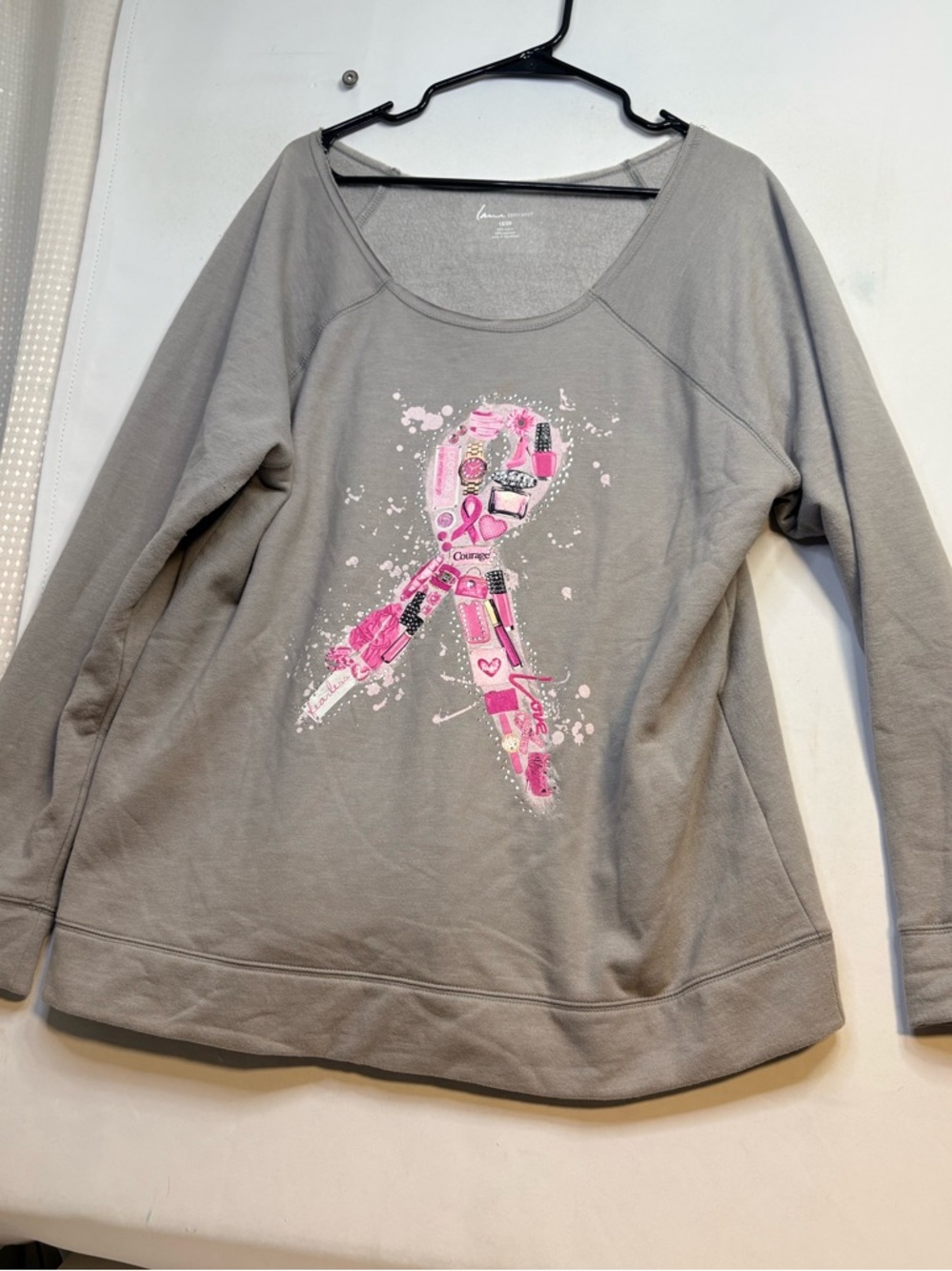 Lane Bryant Heather Taupe Crewneck Top